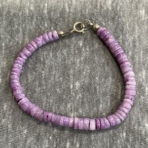 Vintage Purple Amethyst Heshi Beaded Bracelet, 7"
